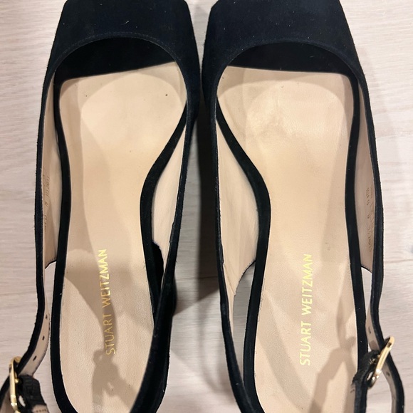 Stuart Weitzman Black Suede Slingback Wedges - Picture 5 of 7